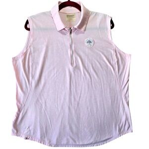 Ahead Performance Womens XL Pink Sleeveless Golf Polo Lenape Heights Quarter Zip